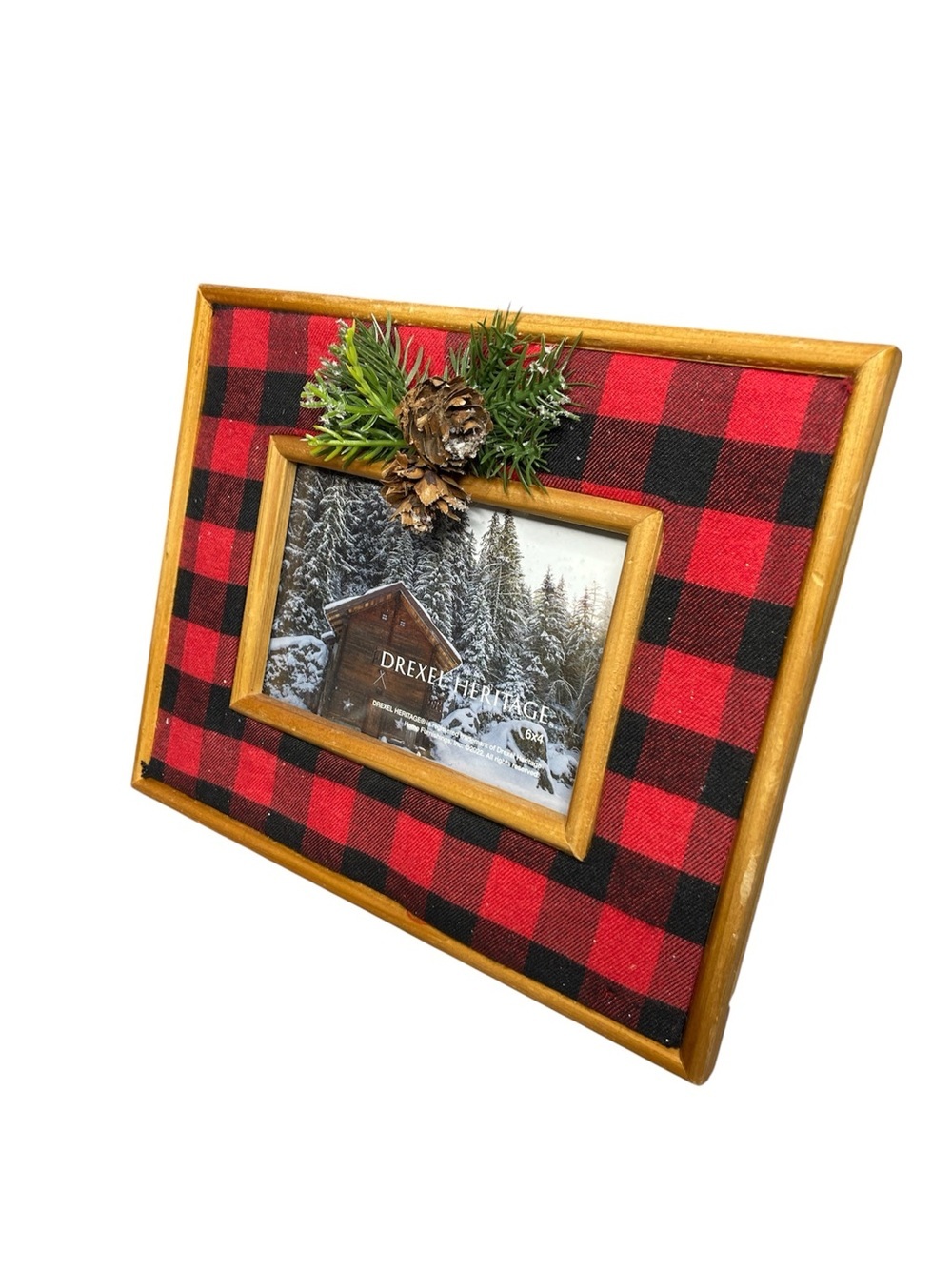 Drexel Heritage Buffalo Plaid Christmas Picture Frame 6x4 Holiday Cabin Decor - Picture 2 of 4